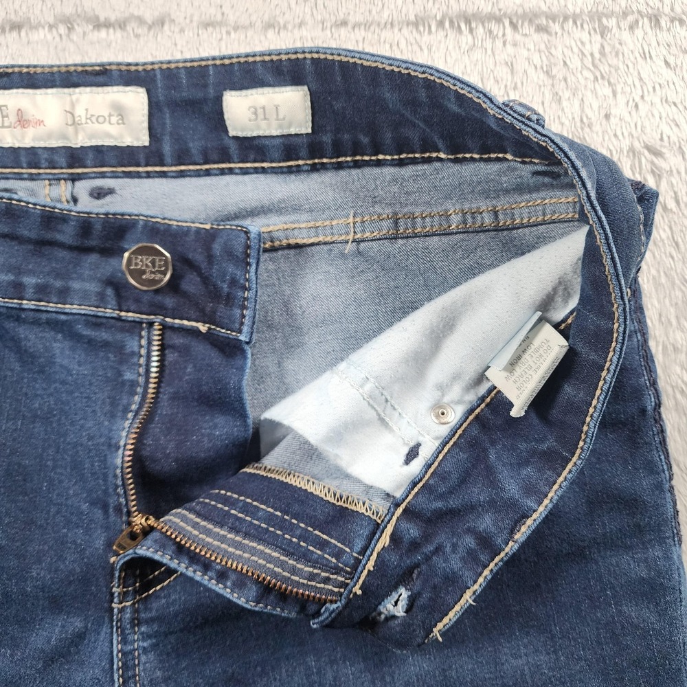 BKE Dakota Jeans Mens 31x34 (FIts 33x32) Medium Wash Blue Straight Leg Stretch - Picture 11 of 14